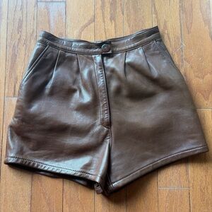 High-Waist Brown Leather Women’s Shorts